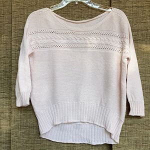 Vintage cable knit white cropped boatneck sweater